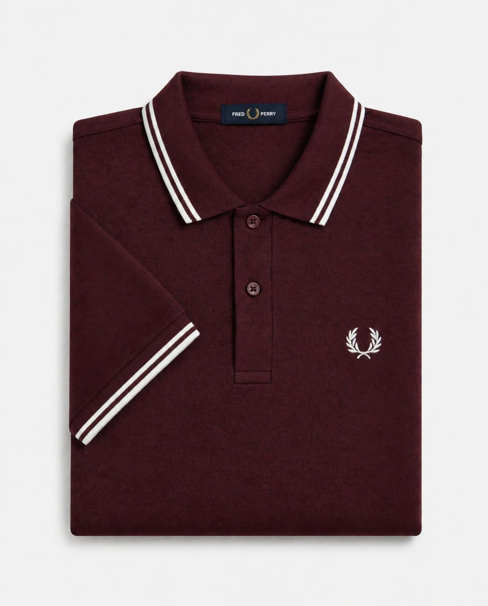Polo de algodón doble banda granate Fred Perry