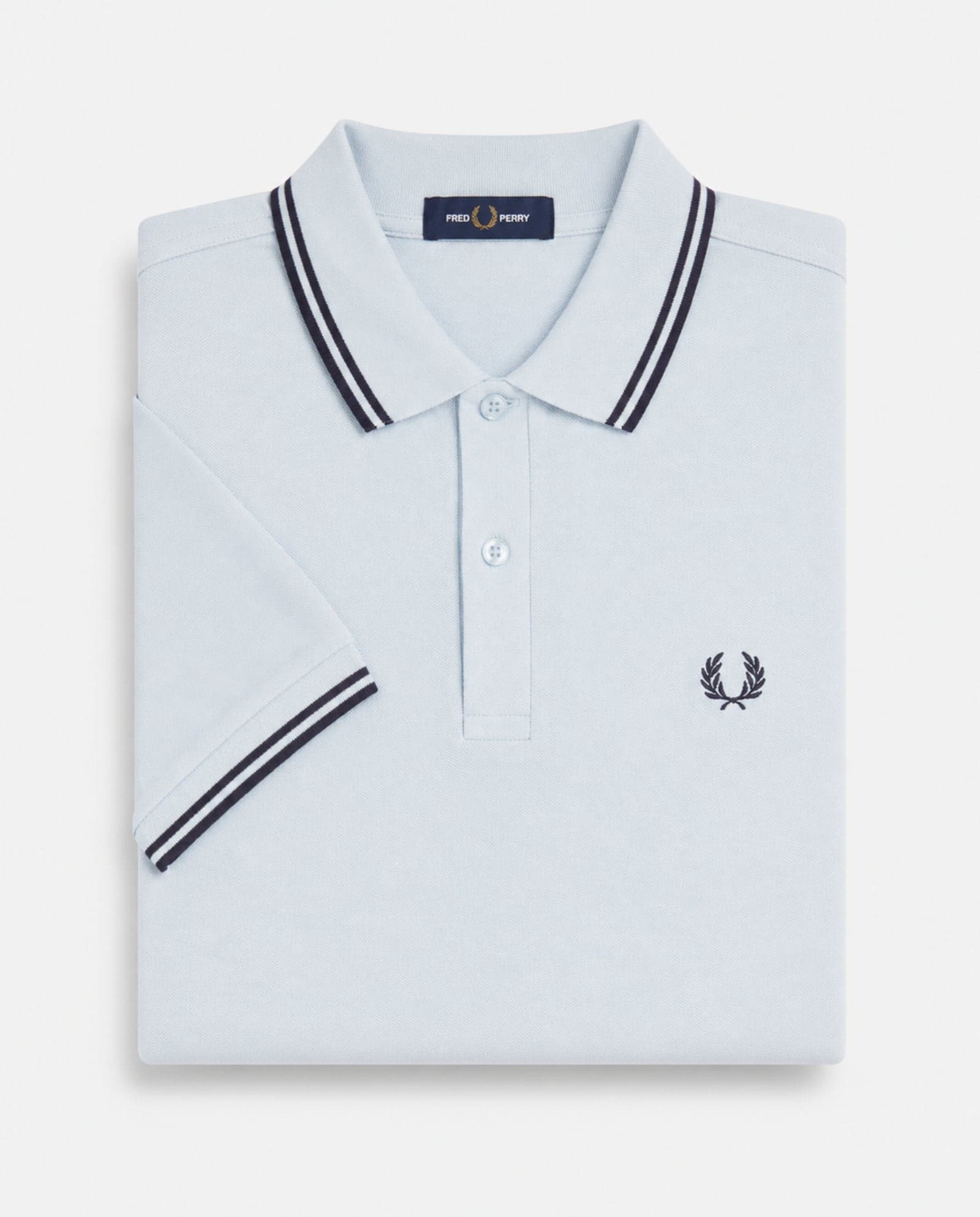 Polo de algodón doble banda azul claro Fred Perry