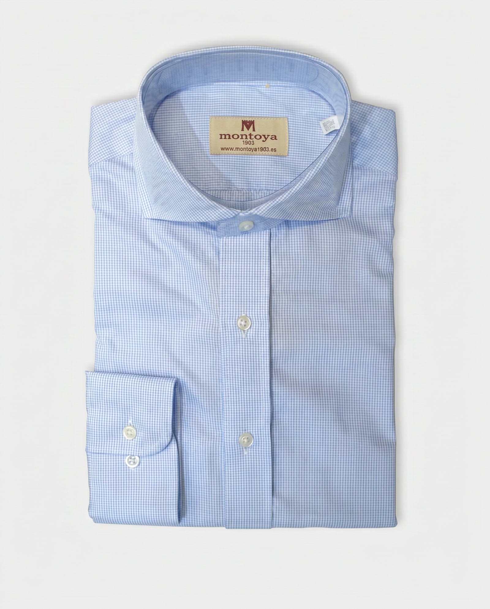 Camisa de algodón azul cuadros