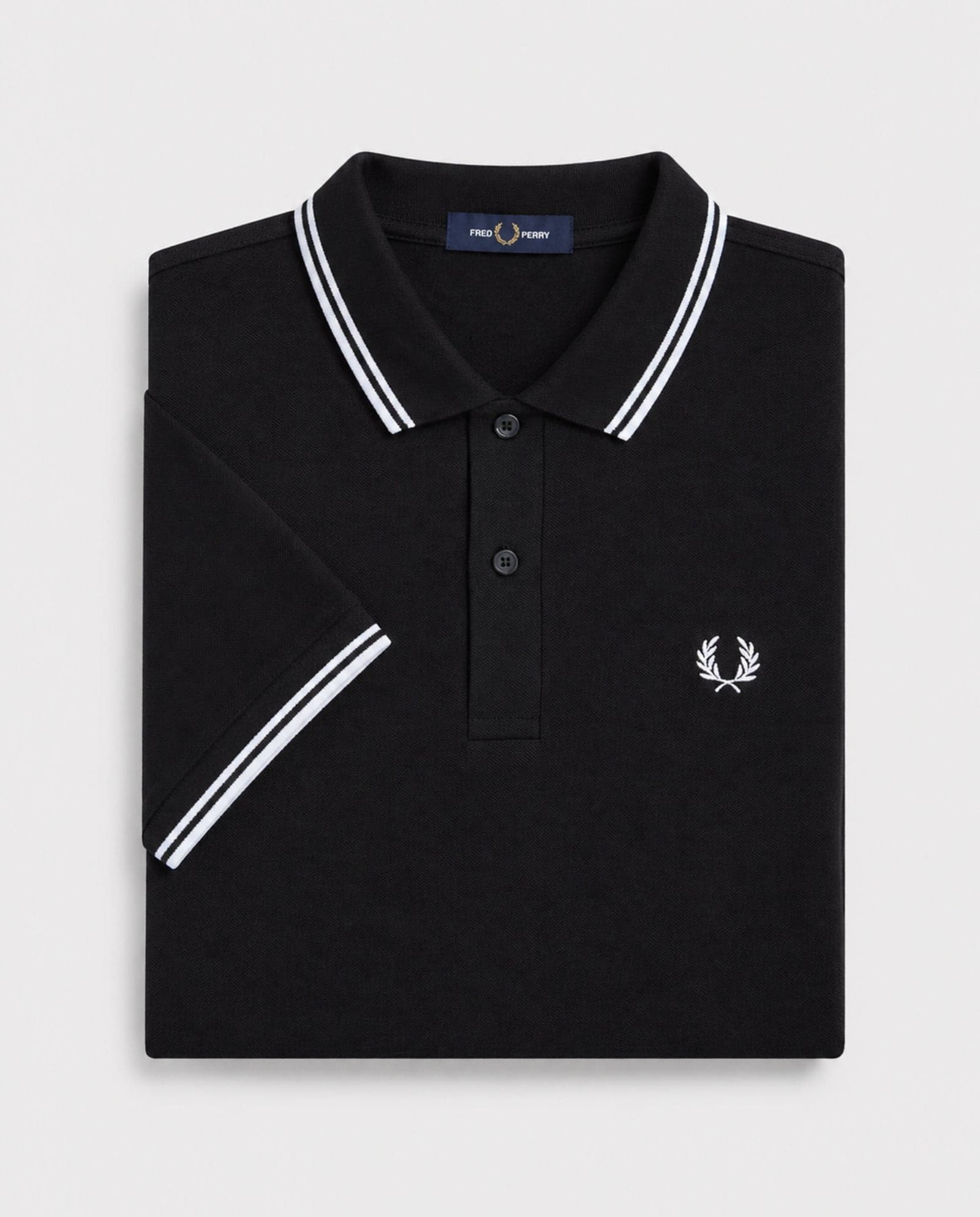 Polo de algodón doble banda negro Fred Perry