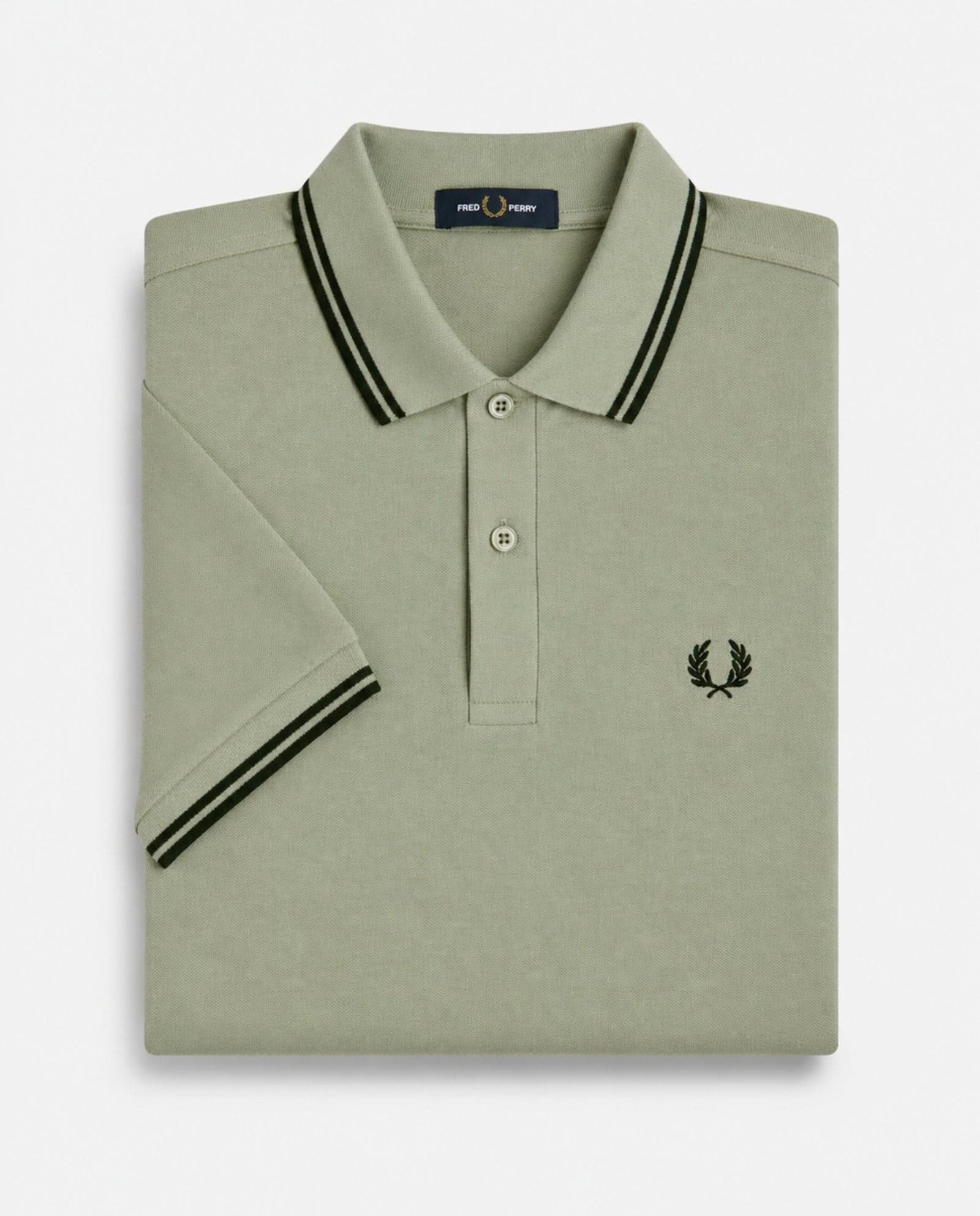 Polo de algodón doble banda verde claro Fred Perry