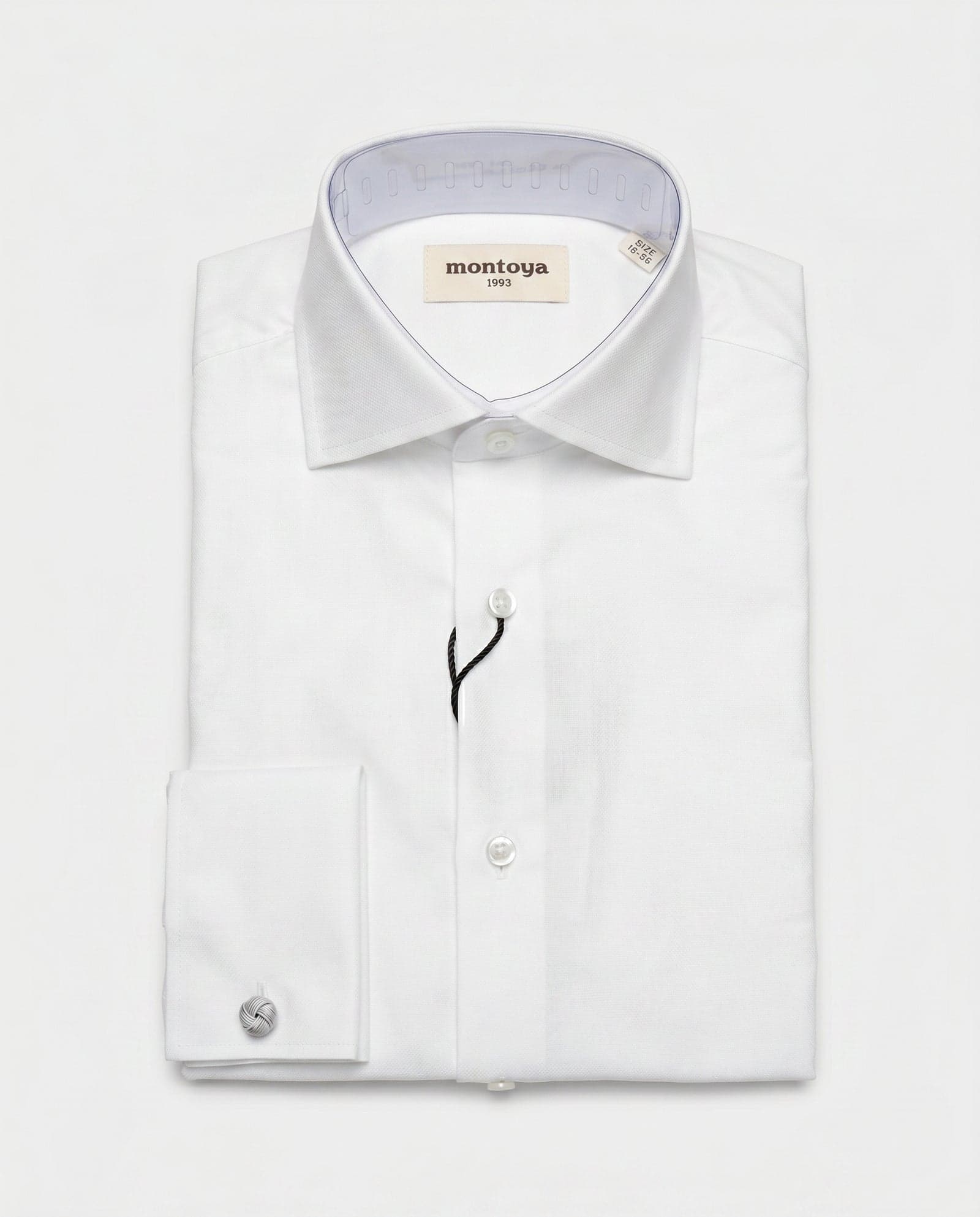 Camisa de algodón blanca lisa doble puño