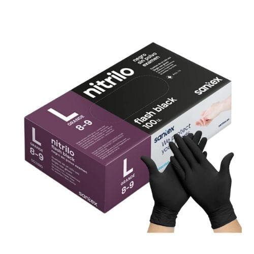 Guantes de nitrilo negro Santex Flash Black 100 uds