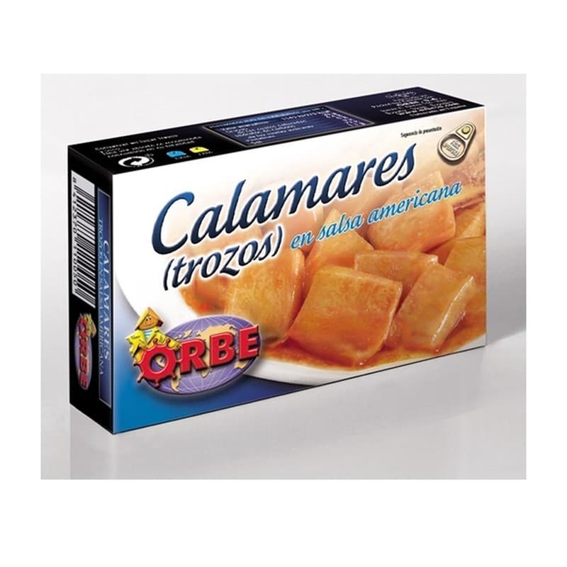 Calamares en salsa americana lata OL-120 Orbe
