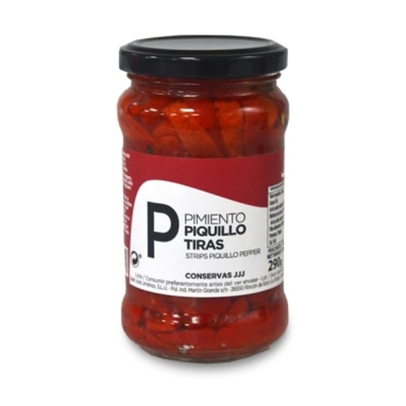 Pimiento del piquillo en tiras JJJ, frasco de 314 ml
