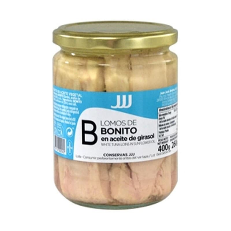 Lomos de bonito en aceite de girasol frasco 460 ml JJJ