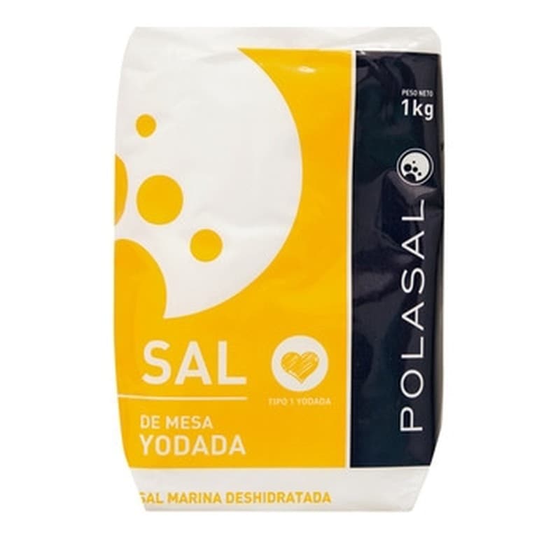Sal fina seca yodada Polasal, paquete de 1 kg