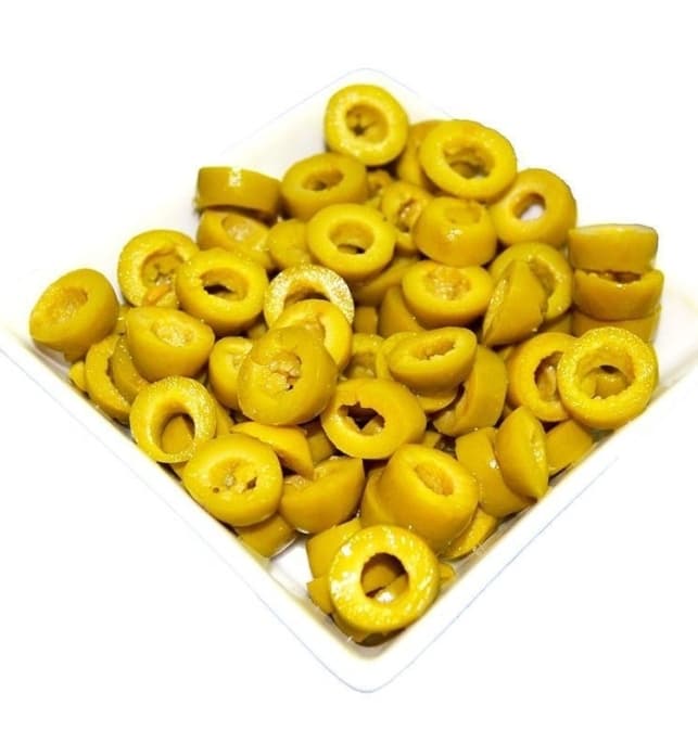 Aceitunas verdes en rodajas JJJ, lata de 3 kg