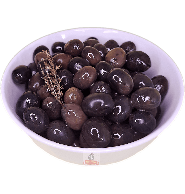 Aceituna negra entera cuquillo seco, frasco de cristal de 314 ml
