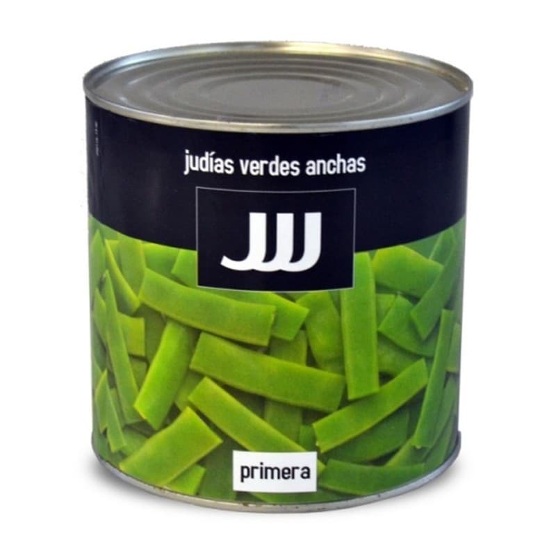 Judías verdes anchas cortadas, lata de 3 kg JJJ