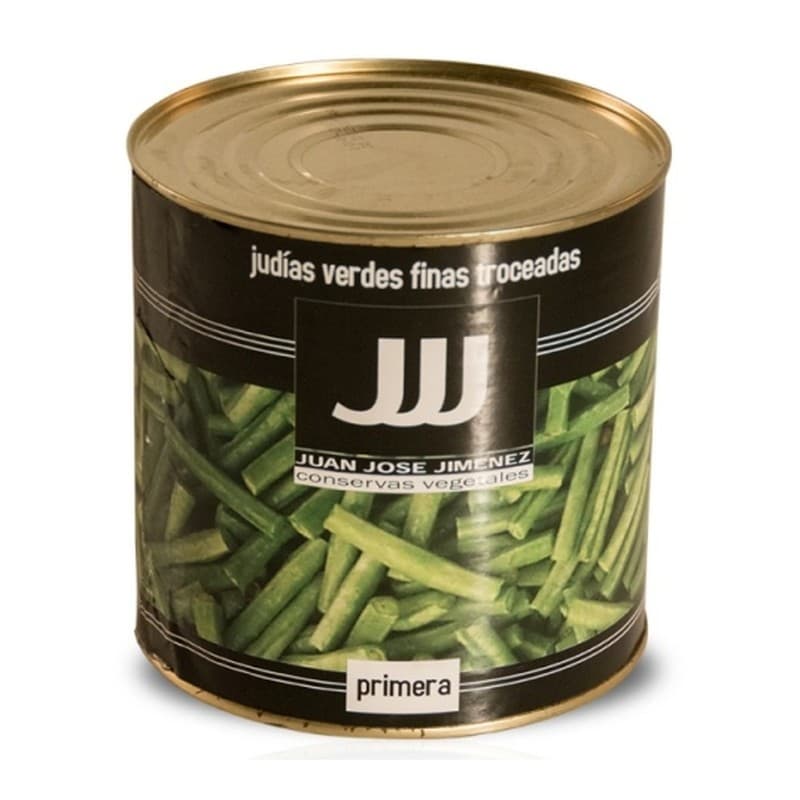 Judías verdes finas cortadas, lata de 3 kg JJJ