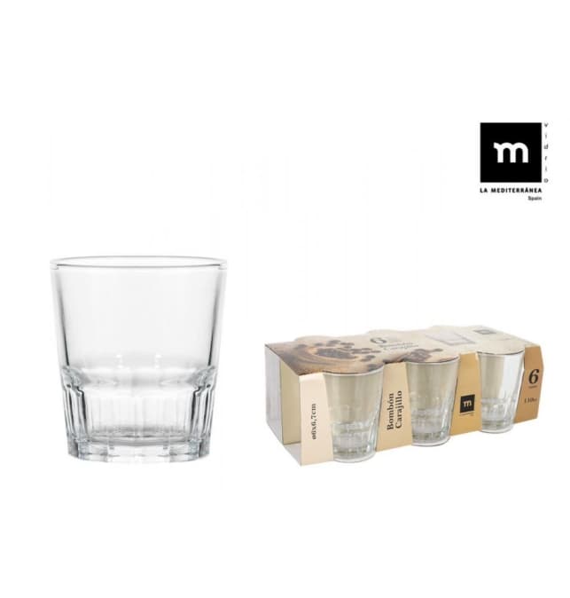 Vasos de vidrio de 110 cc para carajillo, set de 6