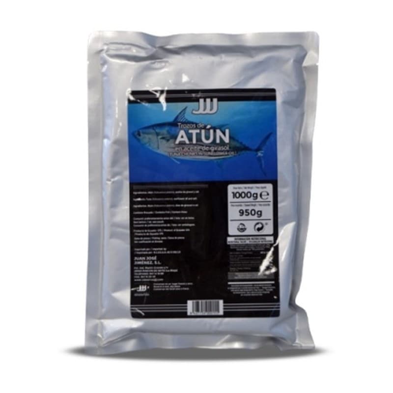 Atún claro en aceite de girasol bolsa 1 kg JJJ