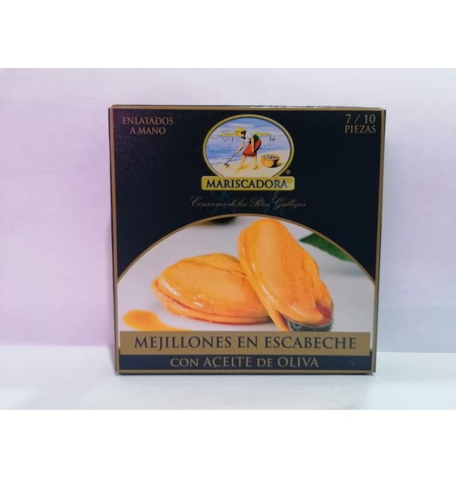 Mejillones en escabeche en aceite de oliva Rías Gallegas 7/10 piezas Mariscadora