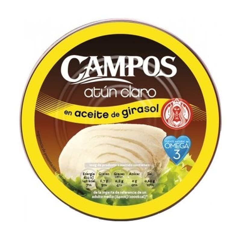 Atún claro en aceite de girasol lata 900 g Campos