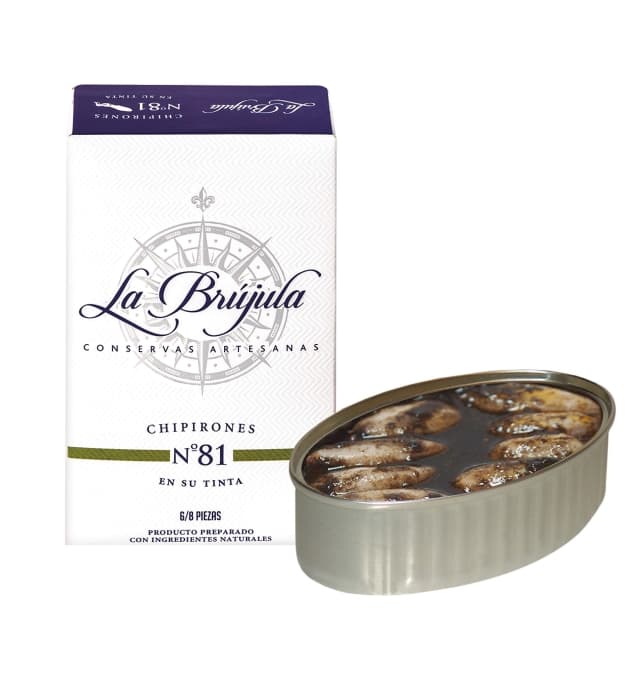 Chipirones en tinta 6-8 piezas lata OL-120 Brújula
