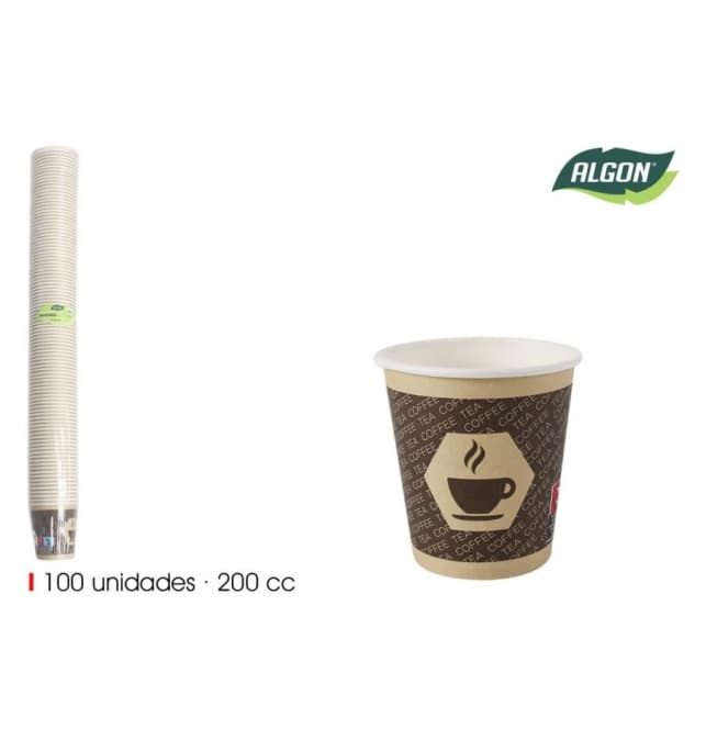 Vasos de cartón para café de 200 cc, pack de 100