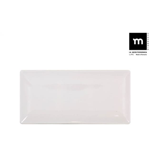Fuente rectangular Ivory brillo 30x15 cm
