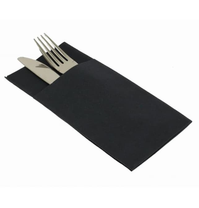 Servilletas negras Kanguro 40x40 cm punta-punta de 2 capas, paquete de 30