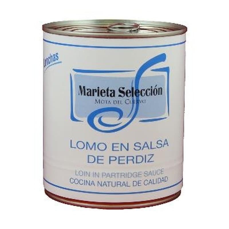 Lomo en lonchas en salsa de perdiz Marieta, lata de 1 kg